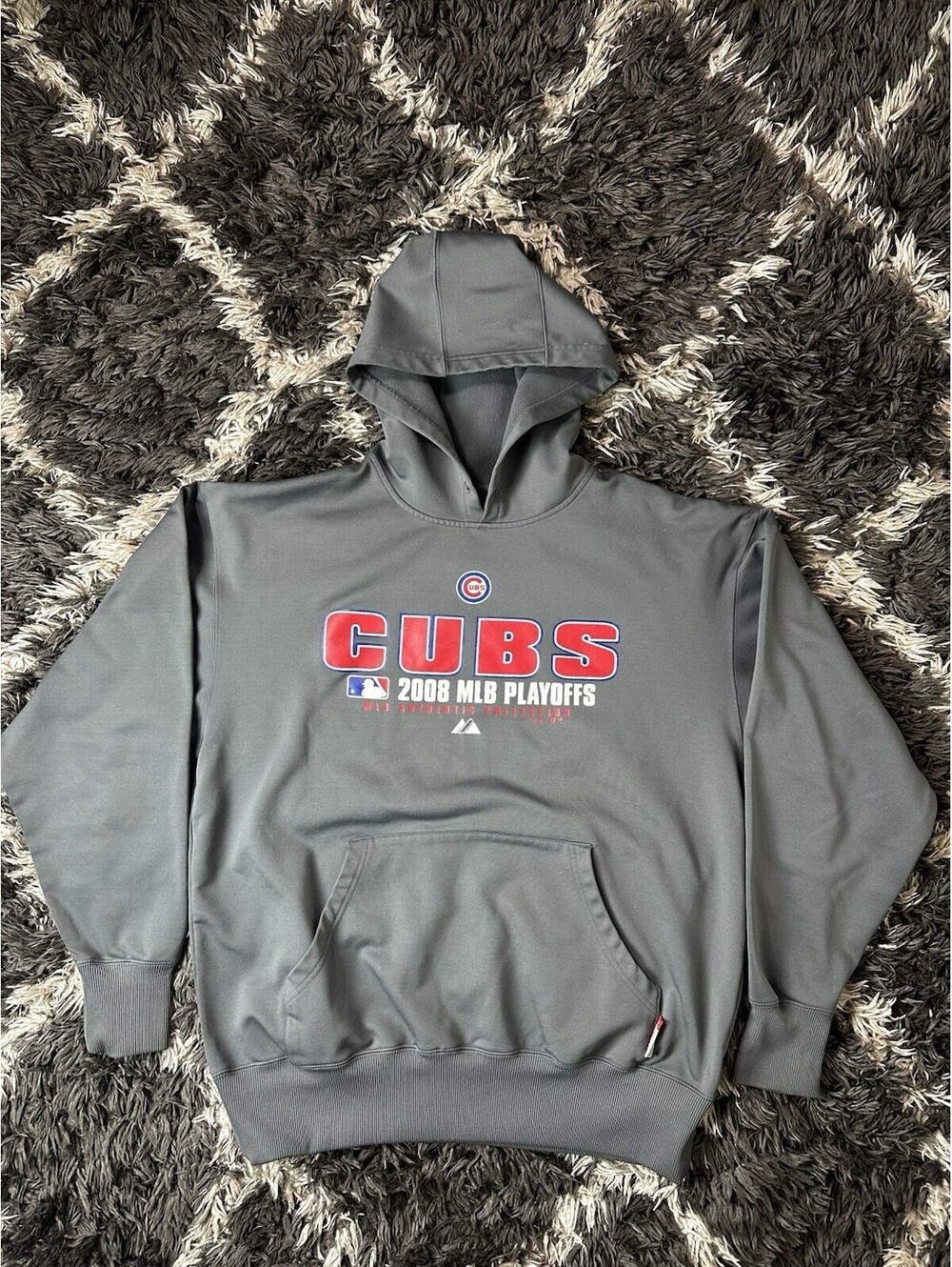 Vintage Y2K Majestic Chicago Cubs 2008 MLB Playoffs Therma Base Hoodie Mens L